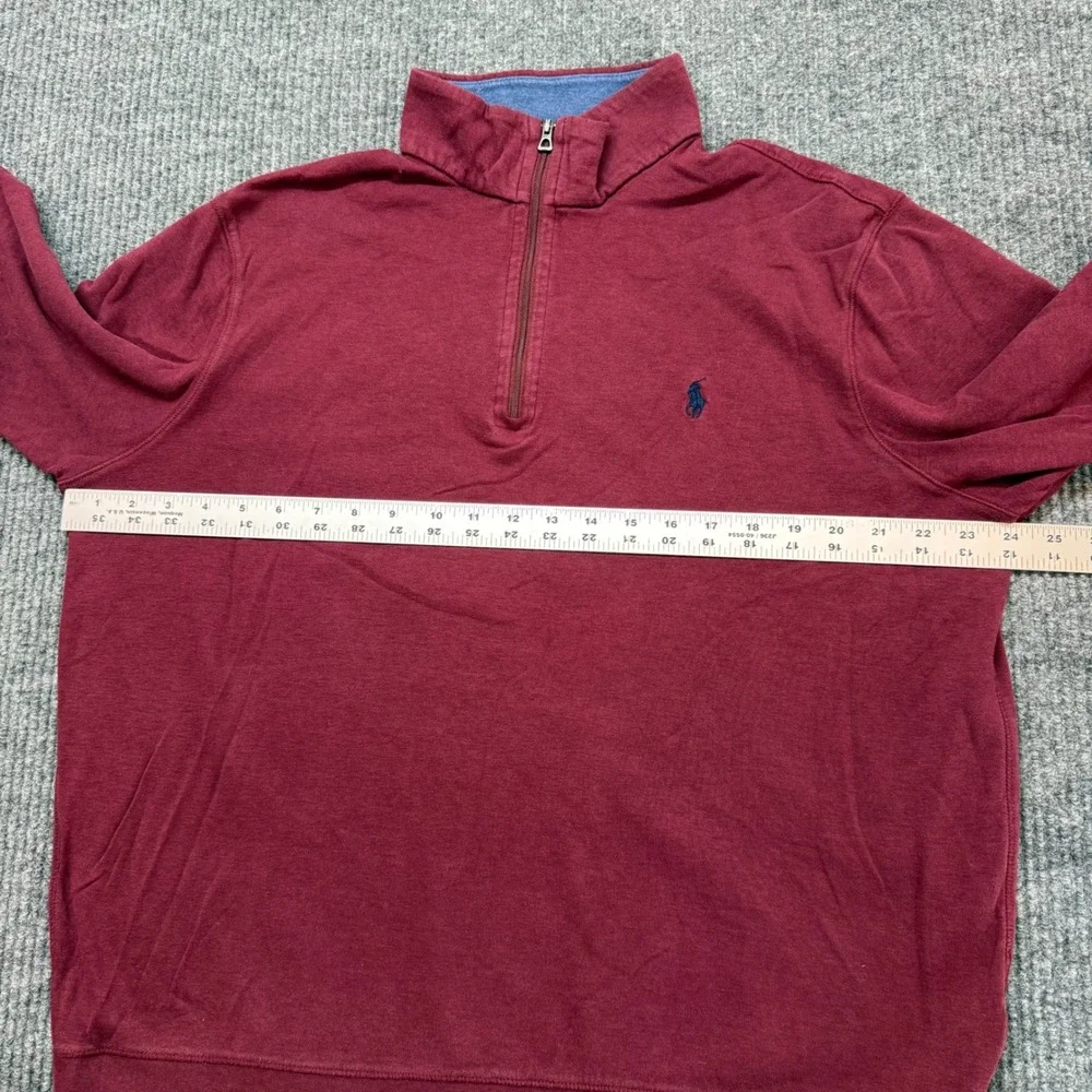 Polo Ralph Lauren Mens L Red Quarter Zip Sweater Pony Logo‎ Pullover